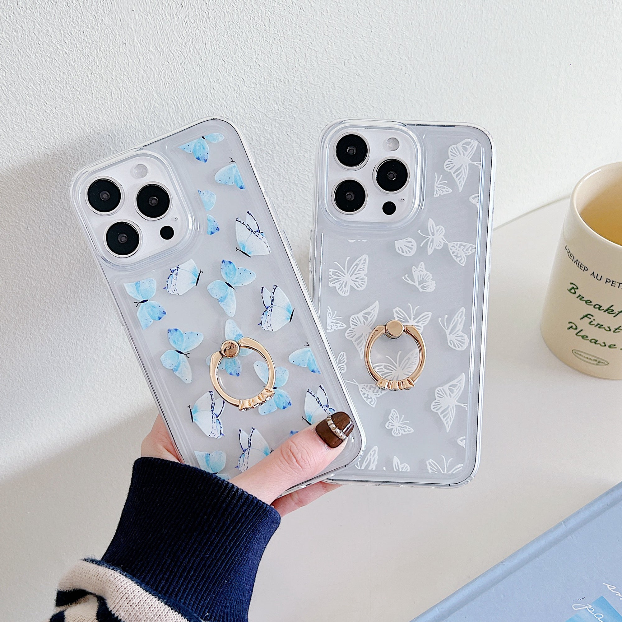 For iPhone 15 Pro Case Butterfly Pattern Printing TPU Airbag Phone Cover with Kickstand For iPhone 15 Pro Case Butterfly Pattern Printing TPU Airbag Phone Cover with Kickstand